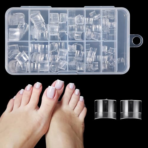 240 PCS Acrylic Clear Toe Nail Tips - Square Shape for DIY & Salons