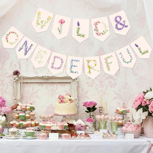 Wildflower Birthday Banner for Baby Girl - Pre-Strung Decor