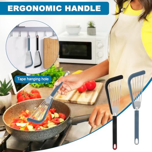 Waylenbo Fish Spatula Turner Set of 2 - Silicone Edge & Slotted Design