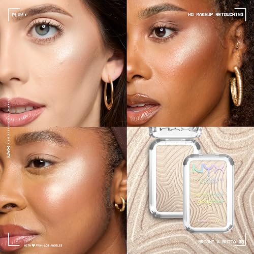 NYX Buttermelt Highlighter - Long-Lasting Powder Highlighter, 05 Bright and Butta