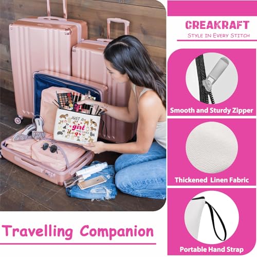 Dog Makeup Bag - Cute Puppy Paw Travel Cosmetic Pouch for Dog Lovers, Gift for Girl & Woman - Creakraft