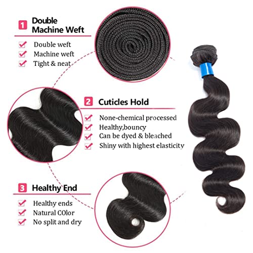 Cranberry 12 Inch Body Wave Virgin Human Hair Bundles - Unprocessed Black