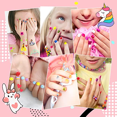 Wakaniya Kids Nail Polish Set 12 Candy Colors for Girls - Safe Toddler Peel-Off Nail Kit with Stickers - Variant A