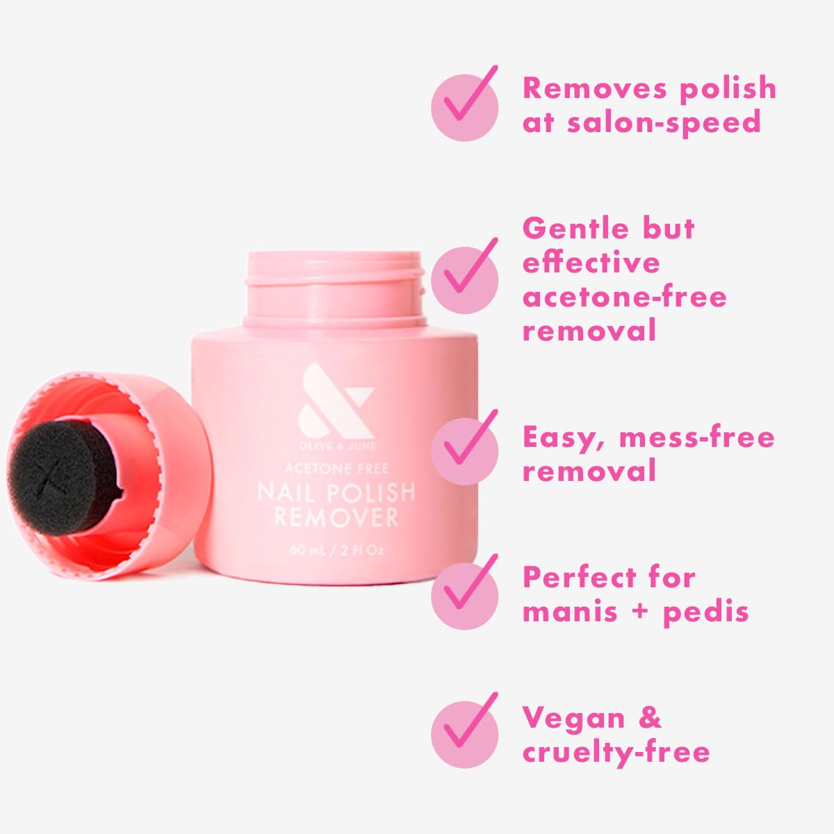 Acetone-Free Nail Polish Remover Pot - Gentle, No-Mess Formula | Vegan & Cruelty-Free | 70mL