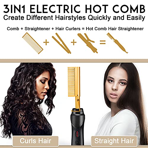 NICEMOVIC Ceramic Heating Hair Straightener Comb - Hot Pressing Brush