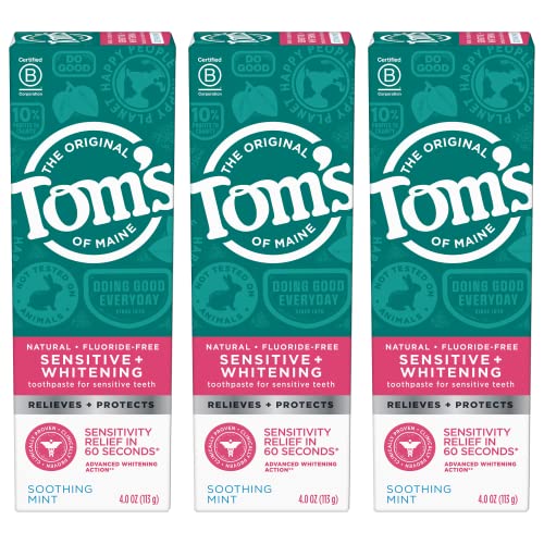 Tom's of Maine Sensitive & Whitening Toothpaste, Soothing Mint, 3-Pack