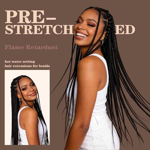 AMUMI Pre-Stretched Braiding Hair Extensions - 18 Inch Synthetic Fiber (8 Pack)