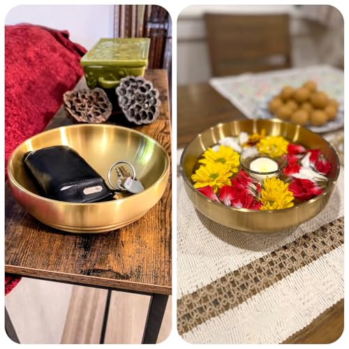 7.4-Inch Gold Decorative Bowl - Modern Centerpiece for Home Decor