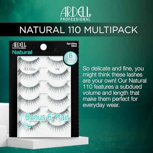Ardell 110 Black False Eyelashes - 5 Pairs + Bonus Pair, Lightweight & Reusable