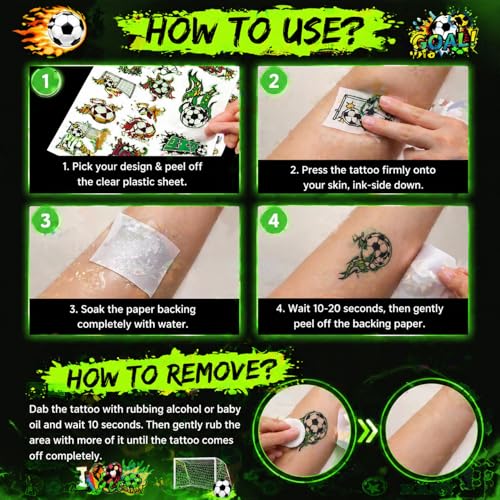 Glow in The Dark Soccer Temporary Tattoos for Kids Party Favors 76PCS
