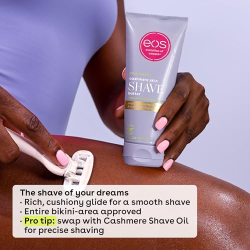 eos Cashmere Skin Collection Shave Butter - Vanilla Cashmere, Non-Foaming Moisturizing Shave Cream to Prevent Razor Burn, 7 fl oz