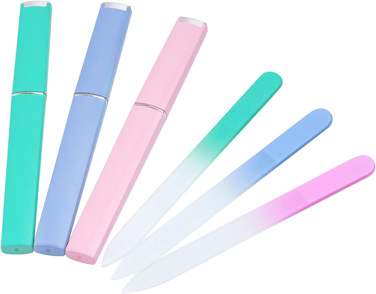 Glass Nail File 3-Pack - Professional Crystal Fingernail Files with Case | Unique Christmas Gifts for Women