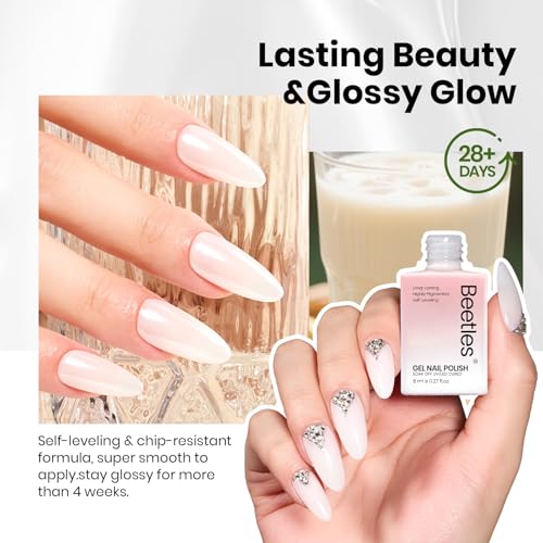 Beetles Milky White Gel Nail Polish - 8ml HEMA-Free Sheer Finish