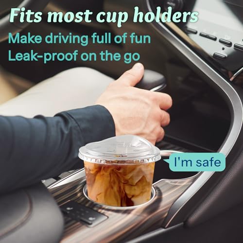 12 oz Clear Plastic Coffee Cups with Strawless Lids - 25 Pack