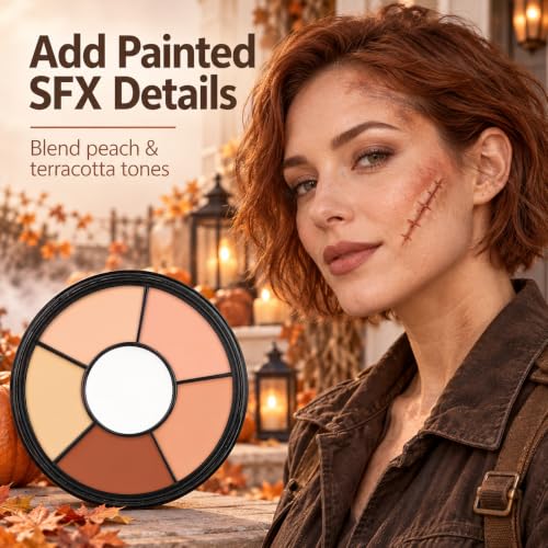 Go Ho 6 Colors Flesh Face & Body Paint Wheel - Cream-Blendable Zombie makeup palette, 6 colors flesh