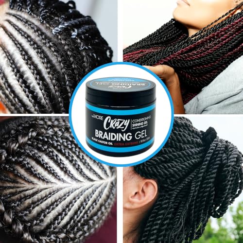 The MORE Crazy Braiding Gel - Extreme Hold, Nourishes Hair & Promotes Growth, 10.1 Fl Oz