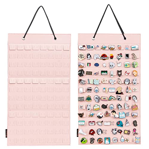 PACMAXI Hanging Brooch Pin Organizer - Holds 96 Pins, Pink