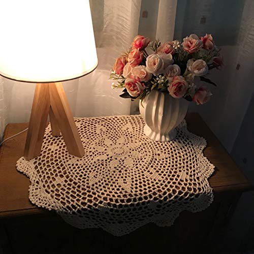 Damanni 19-Inch Handmade Cotton Crochet Lace Doily - Round White Tablecloth