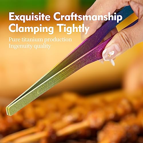 TiTo Titanium BBQ Tongs - Lightweight, Non-Rust Cooking Utensils for Grill & Camping