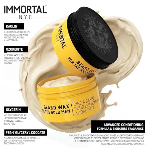 Immortal NYC Beard King Beard Wax - Strong Hold Styling for Men, 50ml