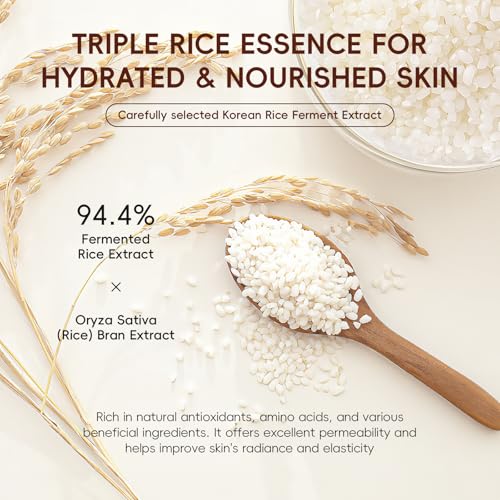 LAIKOU Skin Care Set, Korean Skin Care with Rice Cleanser, Toner, Serum, Eye Serum, Moisturizing Cream 5pcs for Women Teen Girls Mom Daughter Mother's Day Birthday Christmas Lover Korean Beauty