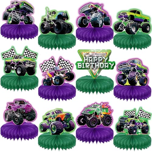 Monster Truck Birthday Party Centerpieces - 12PCS Honeycomb Decor