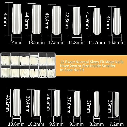 240 Pcs Tapered Square Natural Nail Tips for Acrylic Nails