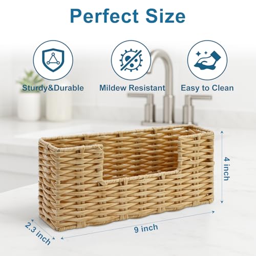 Vertical Wicker Napkin Holder for Bathroom & Kitchen - 9" x 2.3"