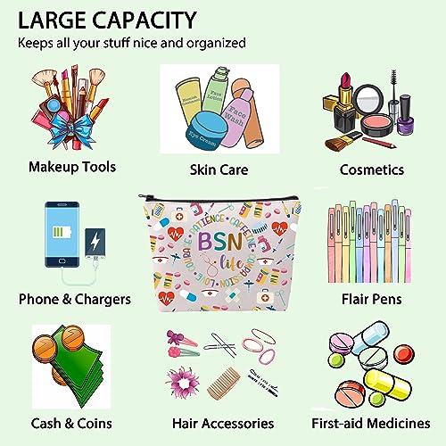 FOTAP Nurse Makeup Bag - BSN Graduation Gift, Multi-Function Zipper Pouch