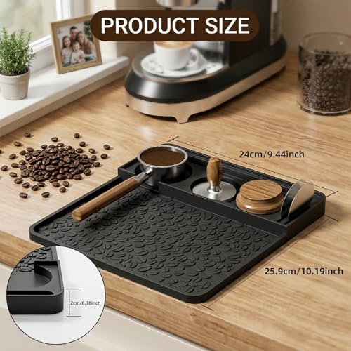 Silicone Espresso Tamping Mat - Non-Slip Coffee Tamper Station, 10" x 9.5"