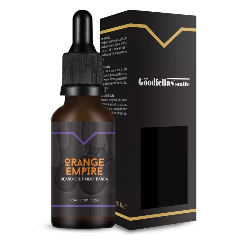 The Goodfellas' smile Empire Orange Beard Care Oil 1 oz – Zesty Citrus Scent – Deep Moisture & Shine Enhancer – Softens, Protects & Tames Frizz – Lightweight Beard Conditioner Made in Italy