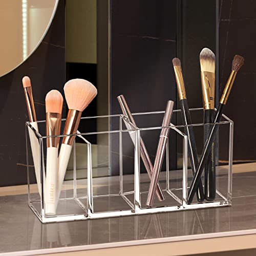 Amazing Abby 4-Compartment Acrylic Makeup Organizer & Brush Holder