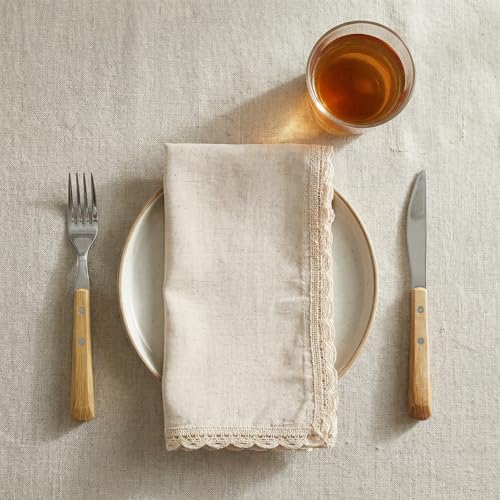Set of 4 Premium Linen Cotton Flax Napkins 20x20 Inch - Reusable & Washable