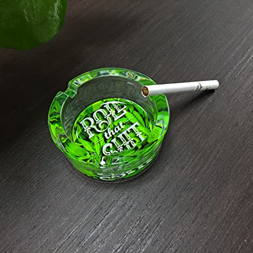 Round Green Leaf Cigarette Ashtray | Durable Indoor & Outdoor Use