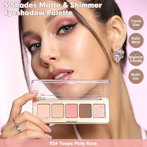 Anwuozu Taupe Plum Rose Eyeshadow Palette - Neutral Nude Matte & Shimmer Shades, 1 Count