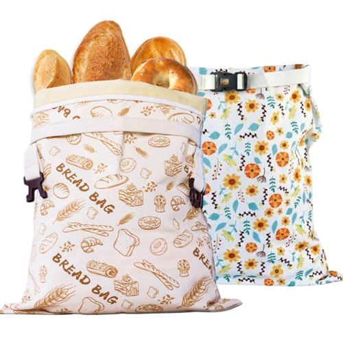 Reusable Beeswax Bread Bags - 2 Pack XL Organic Cotton Sourdough Storage