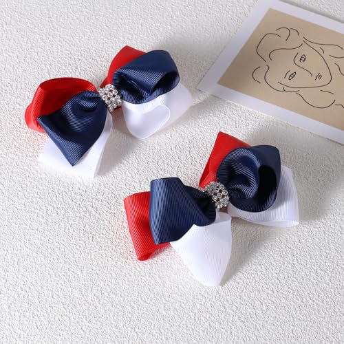 Patriotic 4th of July Hair Clips - Red, White & Navy Bows