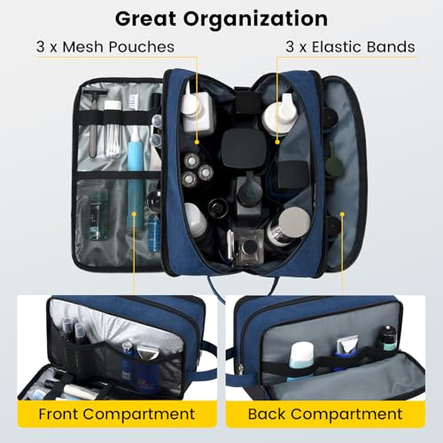 Vorspack Large Water-Resistant Travel Toiletry Bag for Men Navy Blue