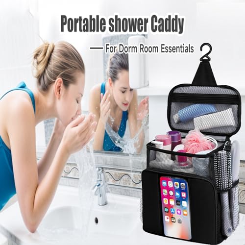 ZJSTRO Black Portable Shower Caddy - Quick Dry Mesh Toiletry Bag