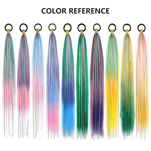 26 Inch Green Ponytail Extensions with Hair Tie - Pack of 2, Straight Wrap Around Synthetic Hair