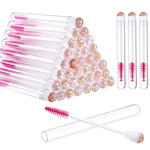 Patelai 80 Pcs Pink Gold Disposable Mascara Wands & Tubes Kit