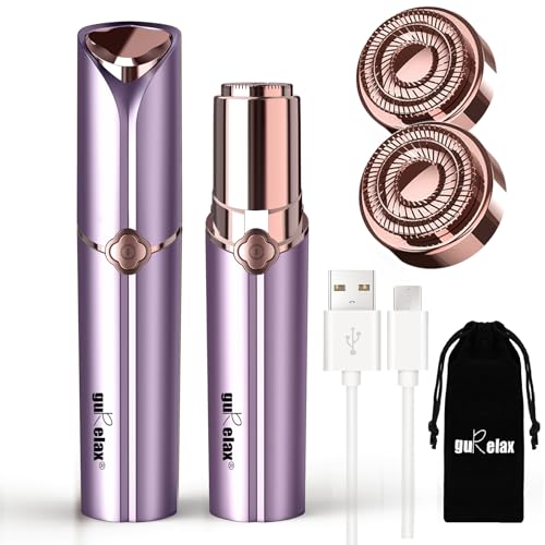 Gurelax Lavender Facial Hair Removal for Women with 2 Replacement Heads - Painless Electric Face Epilator