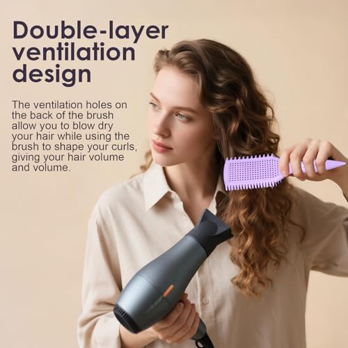 QUWHE Pink Dual-Vented Curl Defining & Detangling Hair Brush for Wet & Dry Hair