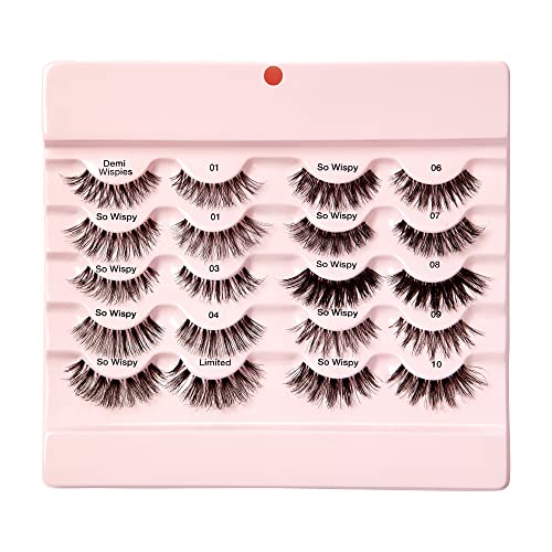 i•ENVY 10 Pairs Wispy Human Hair False Eyelashes – Invisible Band, Natural Fluffy Volume