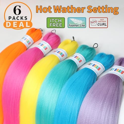 Ms Aloe Colorful Pre Stretched Braiding Hair Extensions 26 Inch - Pack of 6