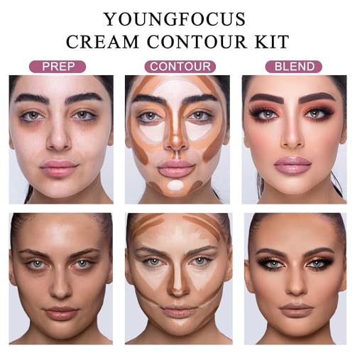 Youngfocus Pink Contour & Highlighter Makeup Palette - 8 Color Vegan Cruelty-Free Face Sculpting Kit for Beginners