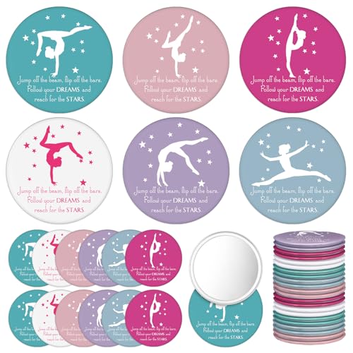 CroBlissful 18 Pcs Colorful Gymnastics Party Favors with Inspirational Mirrors