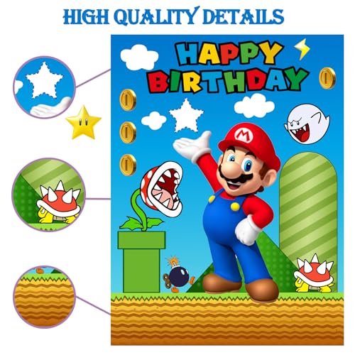 Mario Birthday Party Supplies Set - Large Poster & Stickers