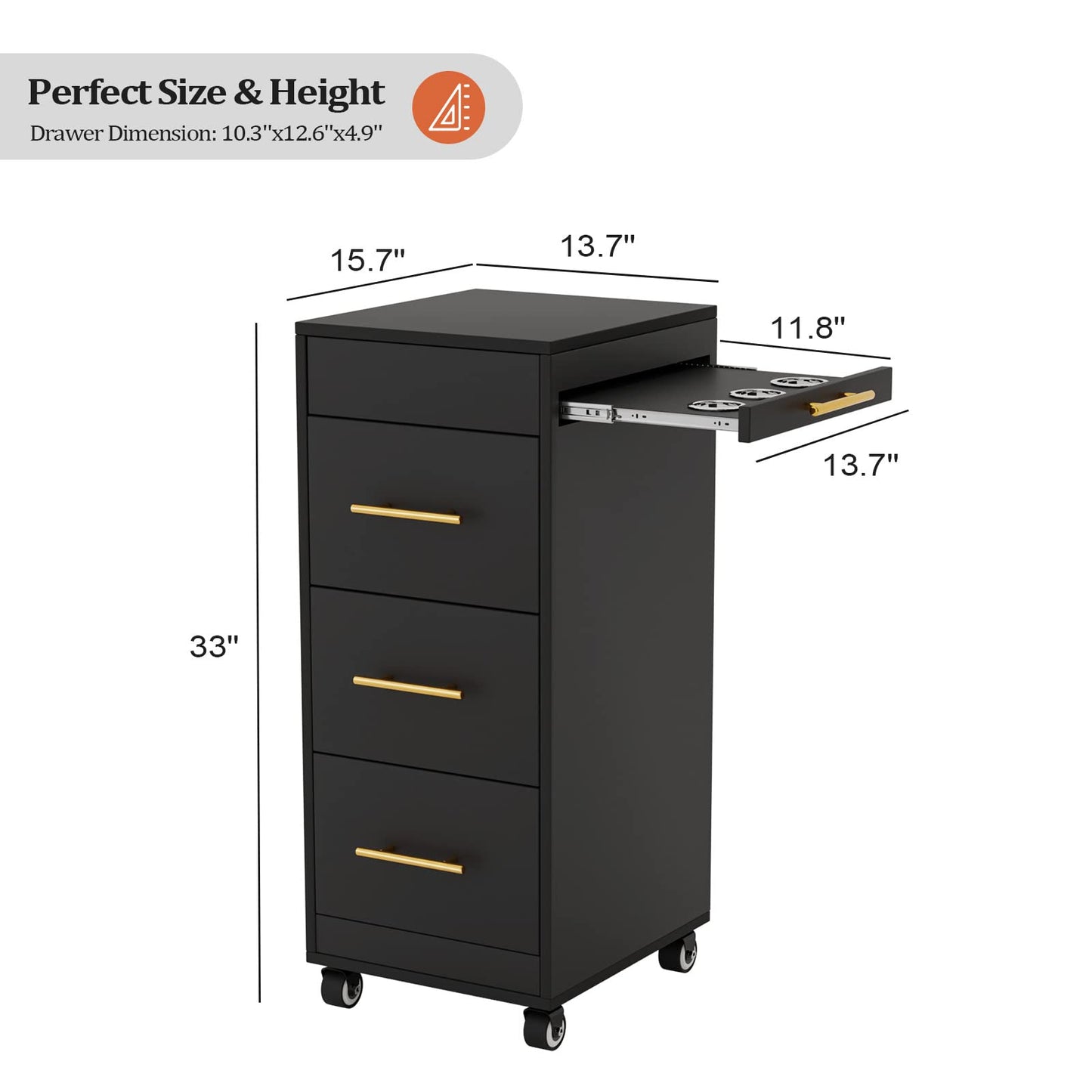 Salon Trolley Cart with Wheels, 3-Drawer Rolling Hair Styling Station, Mobile Beauty Trolley with Hot Tools Holder, Storage for Salon, Barbershop, Spa & Tattoo, Black