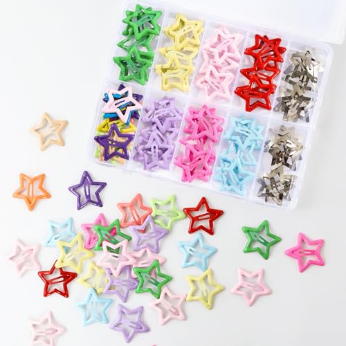 55pcs Colorful Star Hair Clips Set - Snap Barrettes for Girls